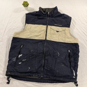 VINTAGE Abercrombie Fitch Vest Mens Extra Large Gray Blue Reversible Full Zip XL